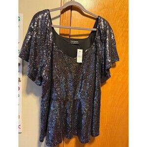 New! Lane Bryant Sequined Peplum Top - Size 22